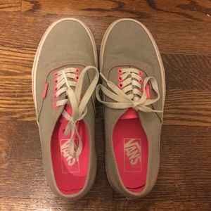 Grey and hot pink low top vans